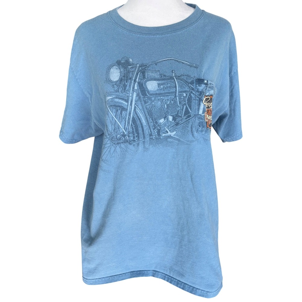 Vintage Harley Davidson Daytona Bike Week T-Shirt Blue Y2K Medium Grunge Biker